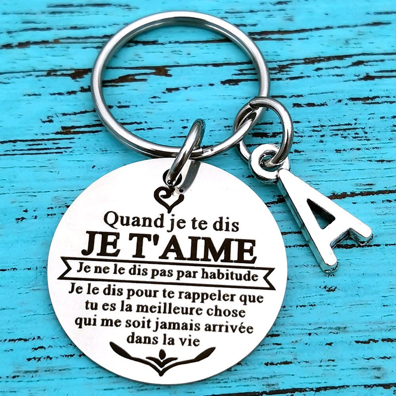 French Anniversary Keychain for Wife Husband Couple Valentines Day Birthday Wedding Gifts for Boyfriend Girlfriend