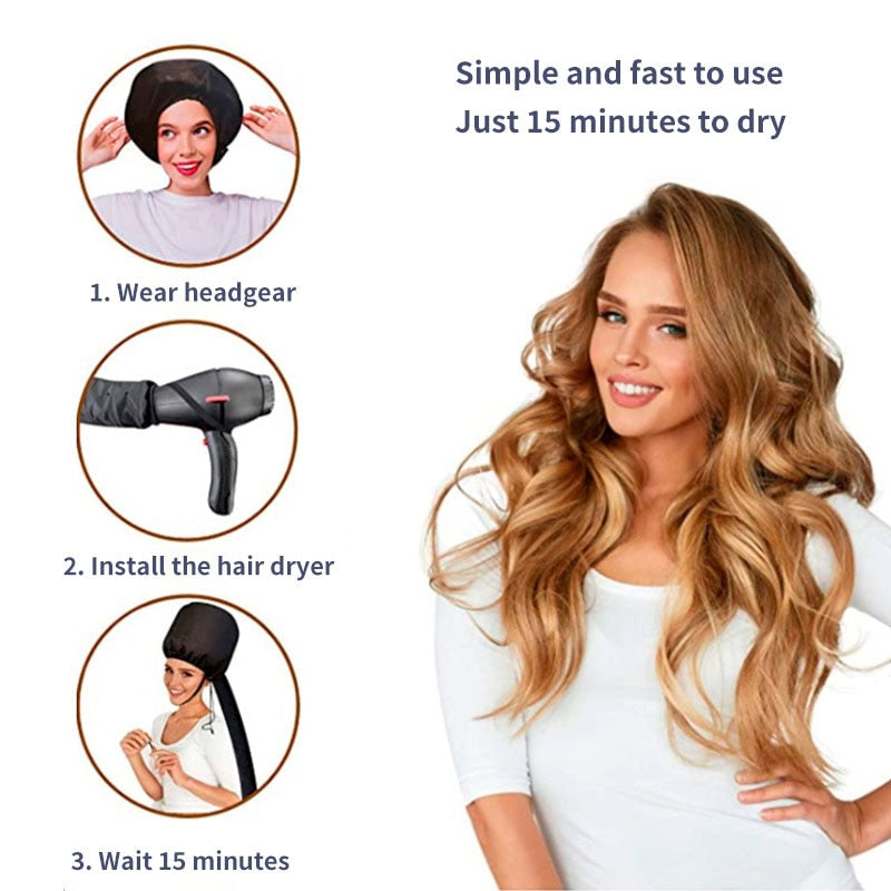 【Hood Hat】Portable Soft Hair Drying Cap Bonnet Hood Hat Blow Dryer Attachment Curl Tools Gray Hairdressing Salon Beauty Tools Straight/curly hair
