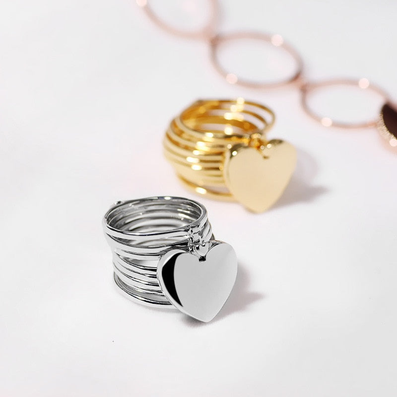 Wonderlife Retractable Ring Bracelet Change Dual-use Heart Folding Ring Bracelets For Women Jewelry