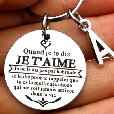 French Anniversary Keychain for Wife Husband Couple Valentines Day Birthday Wedding Gifts for Boyfriend Girlfriend