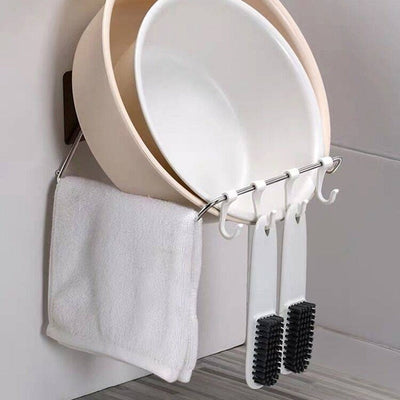 1pc Bathtub Hooks Strong Organizer Towel Hooks Holders Stainless Anti Rust Washbasin Hooks Holder Adhesive Storage Rack Hanger