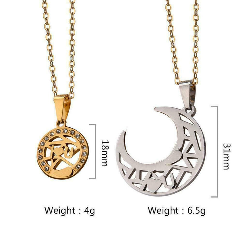Sun & Moon I LOVE YOU Necklace Pendant Heart Puzzle Couples Matching Set