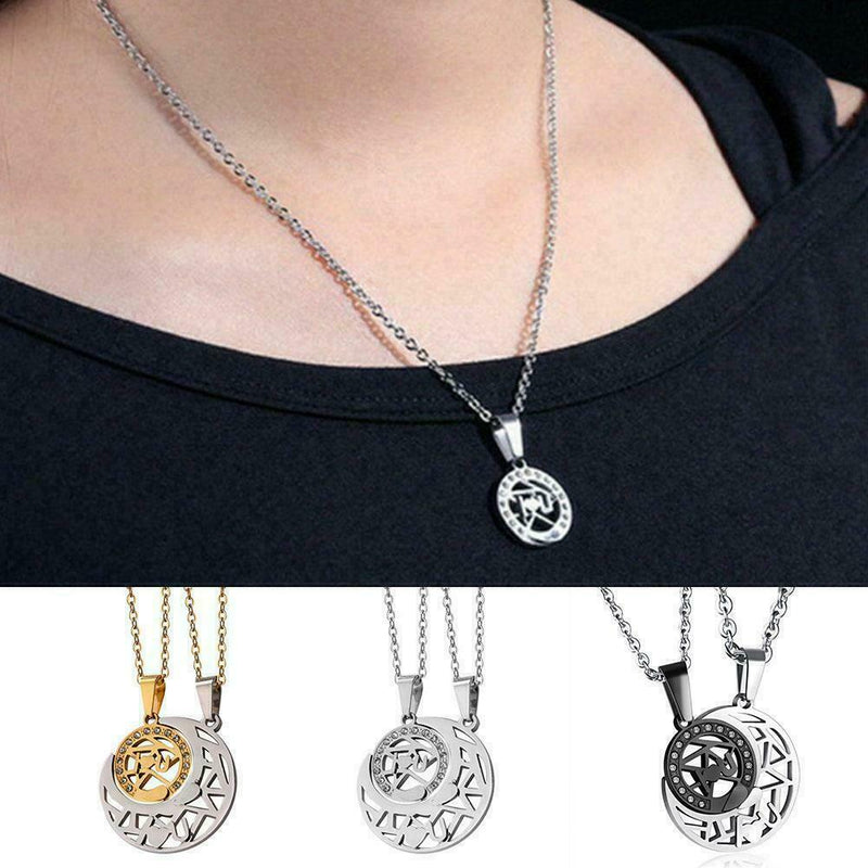 Sun & Moon I LOVE YOU Necklace Pendant Heart Puzzle Couples Matching Set