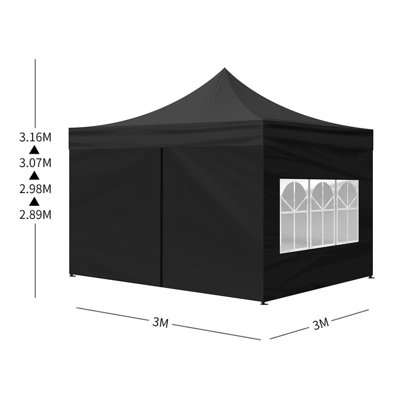 Mountview 3x3M Gazebo Outdoor Pop Up Tent Folding Marquee Camping Canopy Black