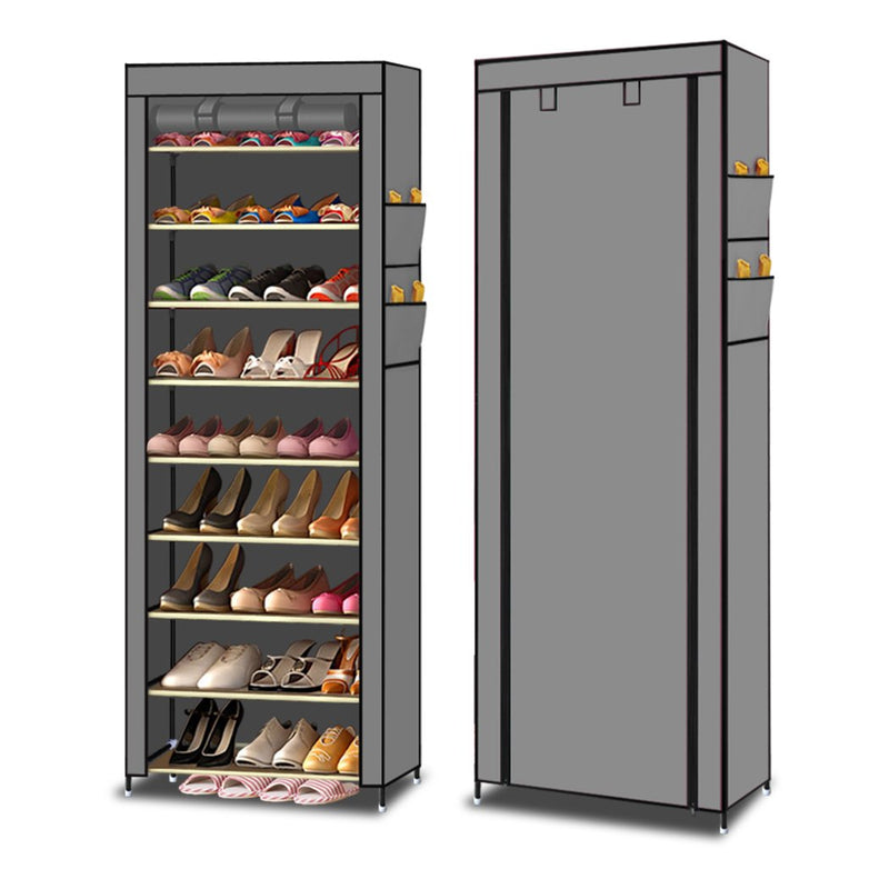 Grey 10 Tiers Shoe Rack Holder