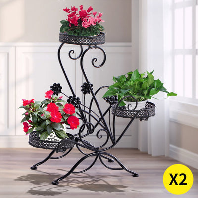 2X Outdoor Indoor Flower Pot Plant Stand Metal Corner Shelf Garden Home Decor AU
