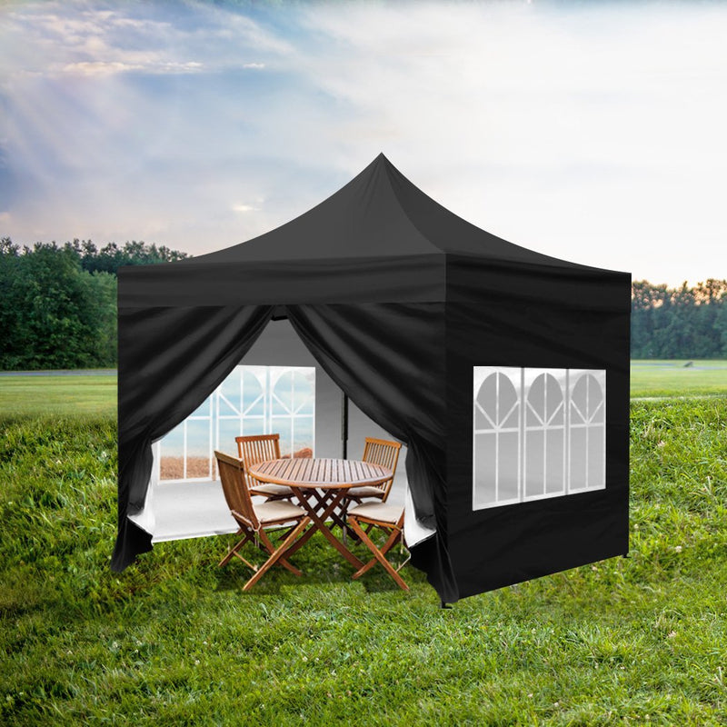 Mountview 3x3M Gazebo Outdoor Pop Up Tent Folding Marquee Camping Canopy Black