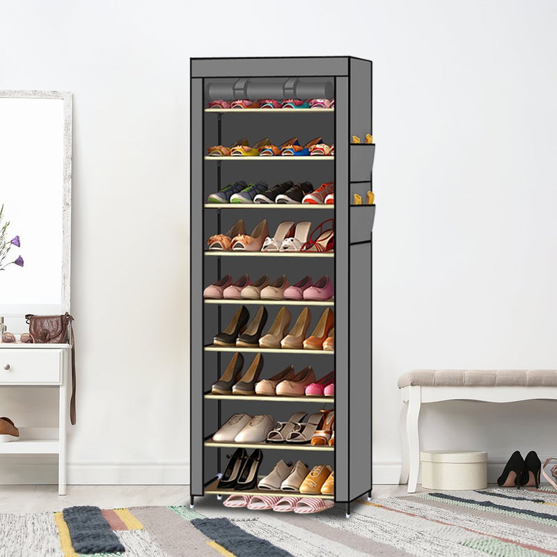 Grey 10 Tiers Shoe Rack Holder