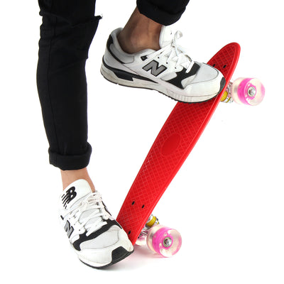 22'' LED Light Up Fish Skateboard 4 PU Wheel Single Warping Board Teenagers Kids Skateboard