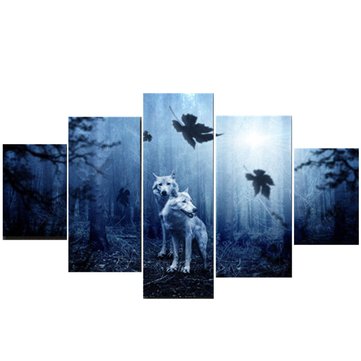 5PCS Wolf Wall Painting Art Canvas Home Decor Prints Painting Picture Predator Forest Paintings
