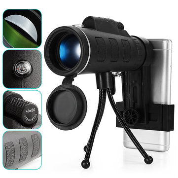 HD Ajustable Waterproof 40X60 Zoom Optical Lens Monocular Telescope with Holder For Outdoor Camping Traveling