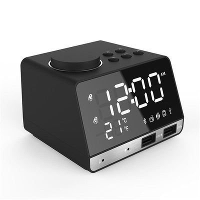 Dual Alarm Clock Dual Units Wireless bluetooth Bass Speaker LED Display FM Radio USB Port Speaker