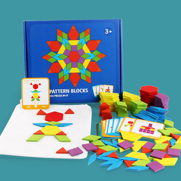 155Pcs/Set Wood Blocks Kits Early Bright Education Puzzle Toys Geometric Shape Jigsaw Puzzle Toy