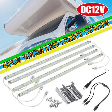 4PCS DC12V 50CM Cool White 5630 LED Rigid Strip Light Bars Camping Caravan Boat Car Waterproof Lamp