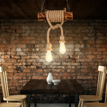 Industrial Hemp Rope Pendant Lighting Bar Lamp Home Vintage Ceiling Fixture Without Bulb