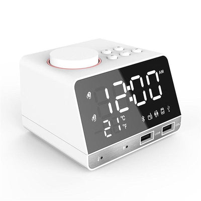 Dual Alarm Clock Dual Units Wireless bluetooth Bass Speaker LED Display FM Radio USB Port Speaker