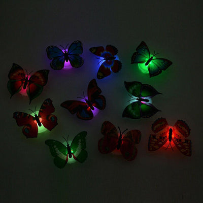 10 Pc Wall Stickers Butterfly LED Lights Wall Stickers 3D House Decoration Hot y