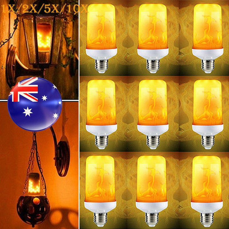 1-10PCS LED Flicker Flame Effect Simulated Fire Light Corn Bulb E27 12W Lamp AU