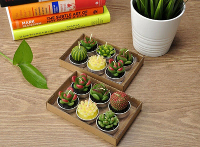 Scented Candles Cactus Tealight Smokeless Handmade Cute Mini Plants Gift Set