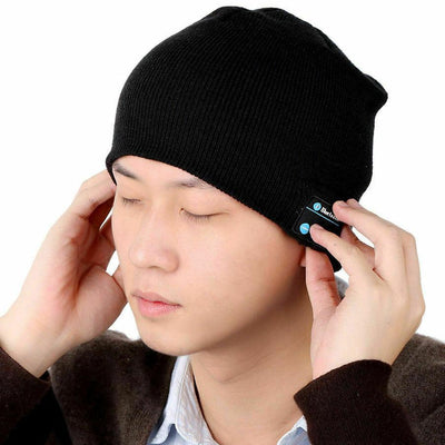 Bluetooth V3.0 Wireless Handsfree Phone Music Receiver Beanie Knitted Hat Black