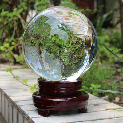 Clear Crystal Ball Sphere 80mm Decor Photography Lens Photo Prop Lensball & Base