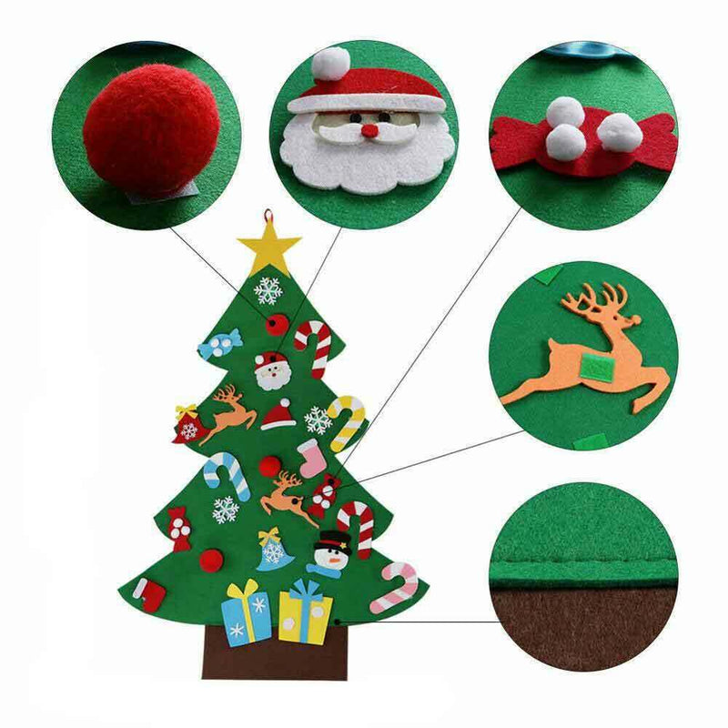 DIY Christmas Tree Set Felt Removable Ornaments Xmas Kids Hand Craft Decor AU