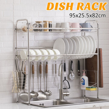 95x82x25.5cm 3 Tiers Over The Sink Dish Drying Rack Shelf Stainless Kitchen Cutlery Holder