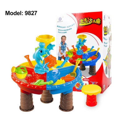 Children Sand Water Table Set Outdoor Beach Play Toys Sand Kids Bucket Shovel Chair Sand Pit Table