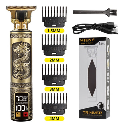 LCD Hair Clipper Trimmer for Men Rechargeable Clipper T-Outliner Barber Shaving Machine Vintage Cordless Hair Clipper
