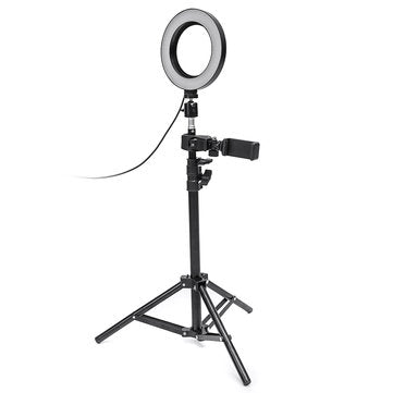 Dimmable LED Studio Camera Ring Light Makeup Photo Lamp Selfie Stand USB Plug Tripod with Phone Holder for Youtube Video