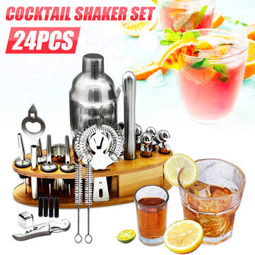 24Pcs 25oz Bartender Martini Cocktail Shaker Set Mixer Home Bar Tool Kit + Base