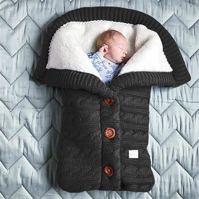 Baby Hooded Swaddle Knit Wrap Blanket Warm Pram Pushchair Stroller Sleeping Bag