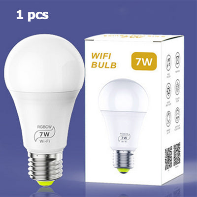 1/2/3Pcs 7W E27 WiFi Smart Light Bulb Dimmable APP Voice Control LED Lighting Bulb Smartphone Control Multicolor Changing Lights Bulbs Home Decor