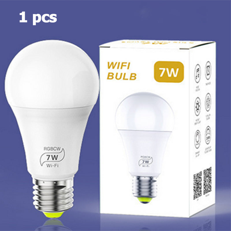 1/2/3Pcs 7W E27 WiFi Smart Light Bulb Dimmable APP Voice Control LED Lighting Bulb Smartphone Control Multicolor Changing Lights Bulbs Home Decor