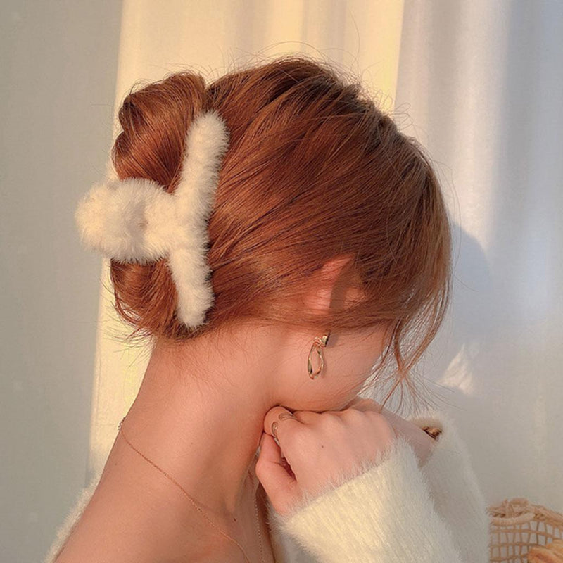 Claw Clips Jaw Clamp Large Nonslip Plush Hair Catch Clip for Lady Girls