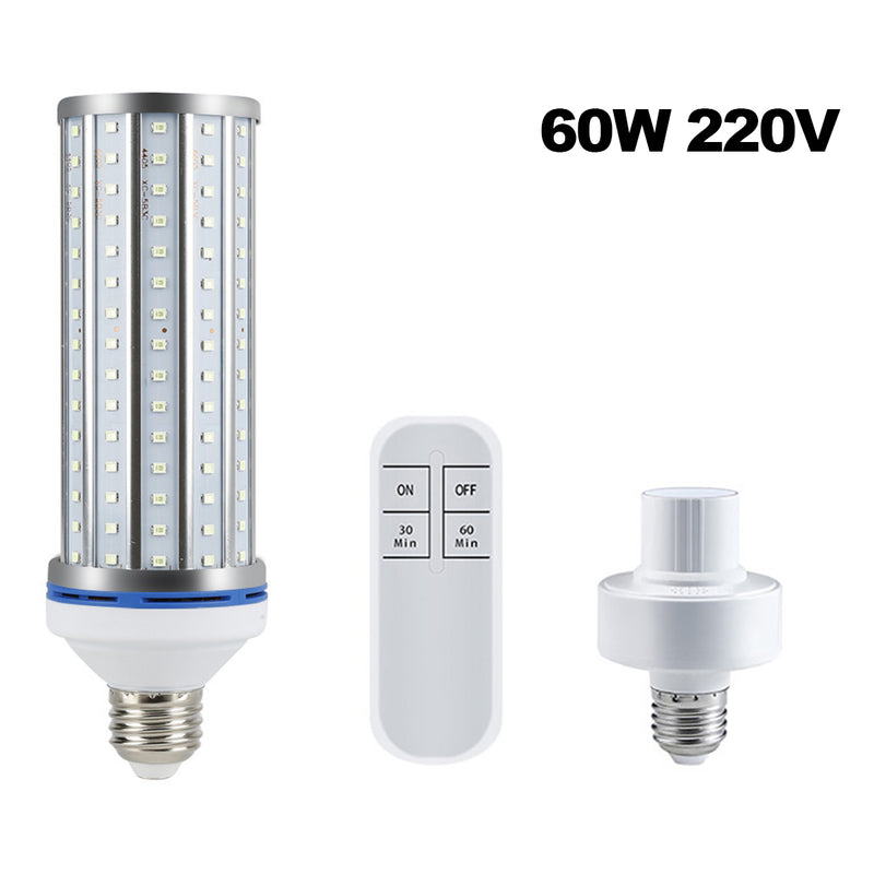 E27 60W 195LED UVC Bulb Household UV Germicidal Lamp Disinfection Indoor Light With Lampholder Remote Control