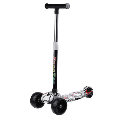 Child 3 Wheels Folding Scooter with LED Light Height Adjustable Foot Scooters Balance Practice Skateboard Kick Scooter for Ages 3-6 Years Old Max Load 50kg