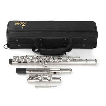 16 Holes C Key Nickel Plated Concert Flute Cupronickel With Case Screwdriver Set