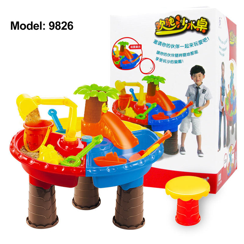 Children Sand Water Table Set Outdoor Beach Play Toys Sand Kids Bucket Shovel Chair Sand Pit Table