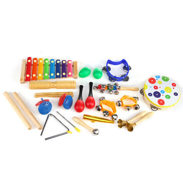 19 Pieces Set Orff Musical Instruments Toy Percussions Kit for Kids Music Learning/KTV Party Playing