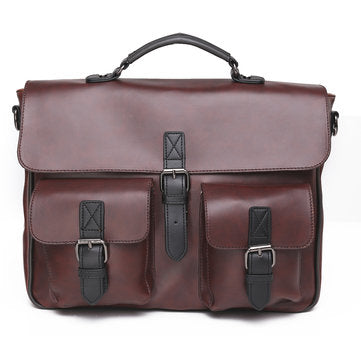 PU Leather Handbag Briefcase Messenger Shoulder Bag Laptop Bag Business Backpack
