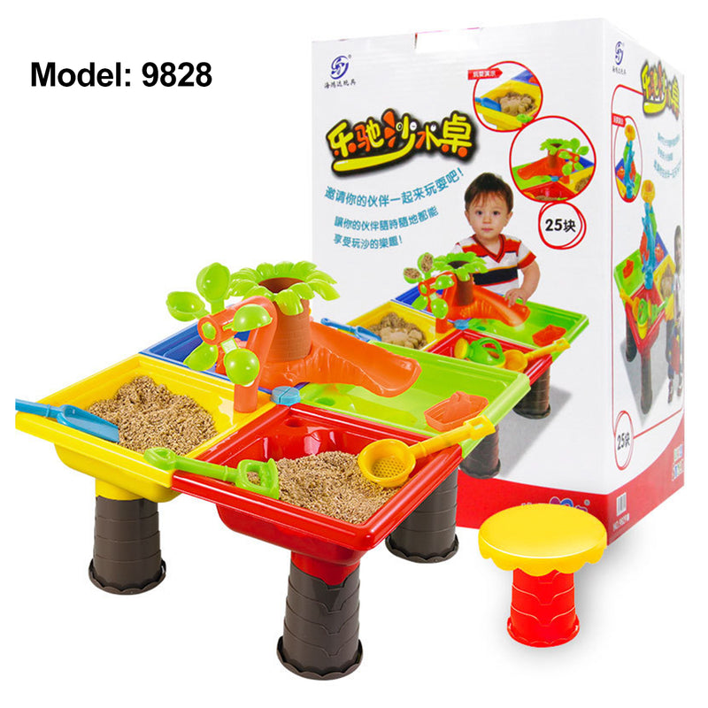 Children Sand Water Table Set Outdoor Beach Play Toys Sand Kids Bucket Shovel Chair Sand Pit Table