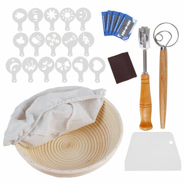 Complete Bread Proofing Basket Set Beginner Bread Baking Stencils Tool Kits