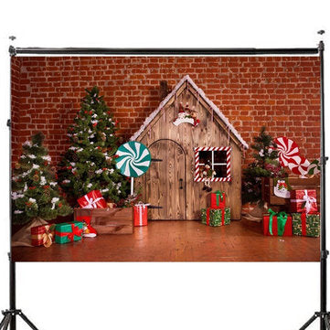 3x5FT 5x7FT Vinyl Christmas Tree Wood Door Gift Photography Backdrop Background Studio Prop
