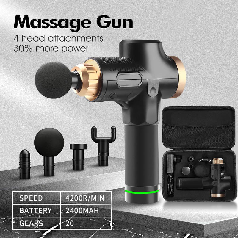 Massage Gun Electric Massager Vibration Muscle Therapy 4 Heads Percussion Tissue