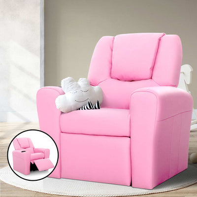 Keezi Luxury Kids Recliner Sofa Children Lounge Chair Couch PU Armchair PINK