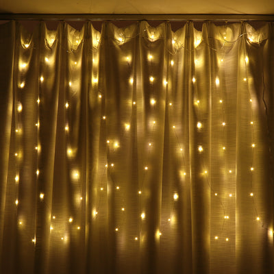 3*1M USB 8 Modes 100 LED Curtain String Light with 10 Hooks Festival Decor Fairy Lamp Christmas Wedding