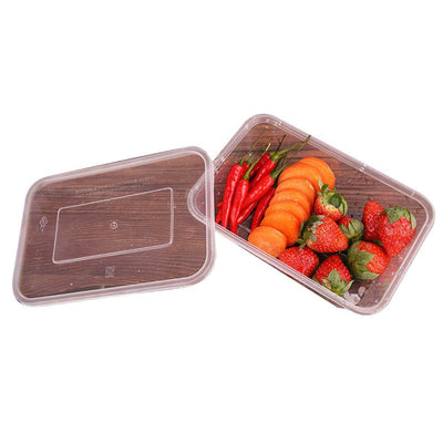 100 Pcs 1000ml Take Away Food Platstic Containers Boxes Base and Lids Bulk Pack