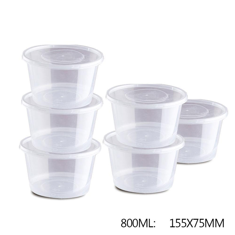 100 Pcs 750ml Take Away Food Platstic Containers Boxes Base and Lids Bulk Pack