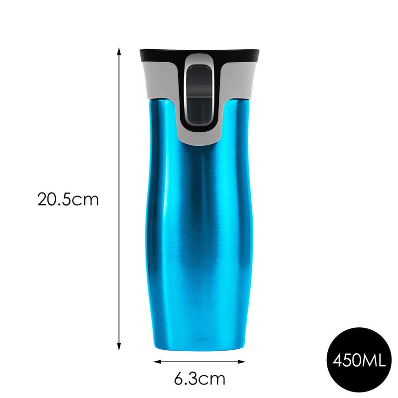 16OZ Autoseal Thermos Coffee Water Bottle Travel Mug Drink Cup Flask Blue